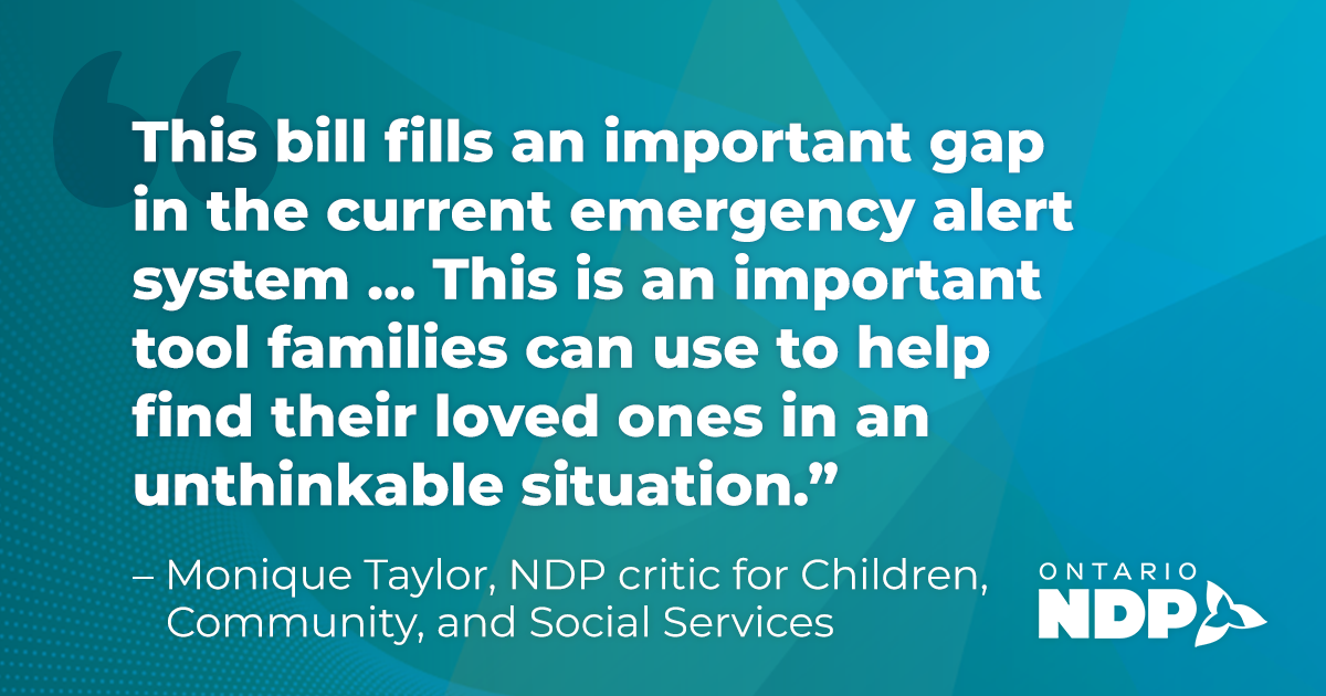 MPP Taylor tables bill to create new emergency alert for vulnerable