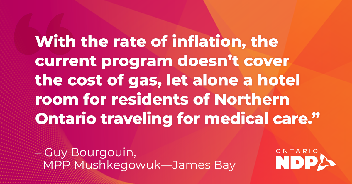 NDP MPP calls for updated Northern Health Travel Grant to meet ...