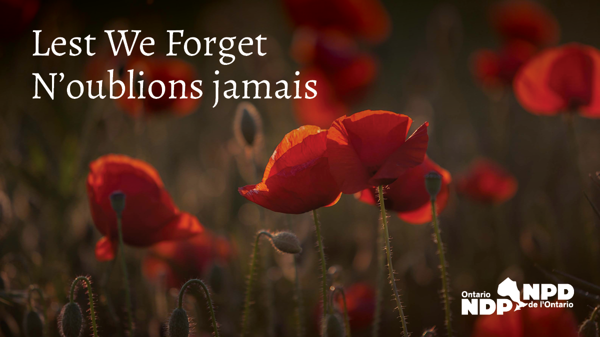 NDP commemorates Remembrance Day « Ontario NDP