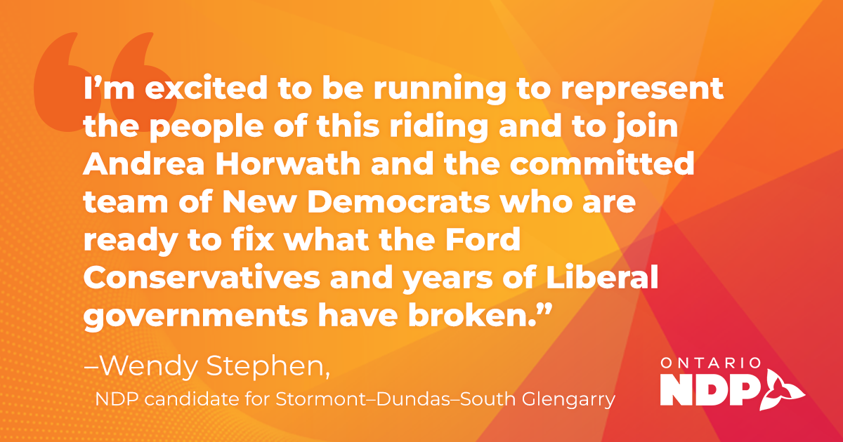 Wendy Stephen chosen to be the NDP candidate in Stormont Dundas South
