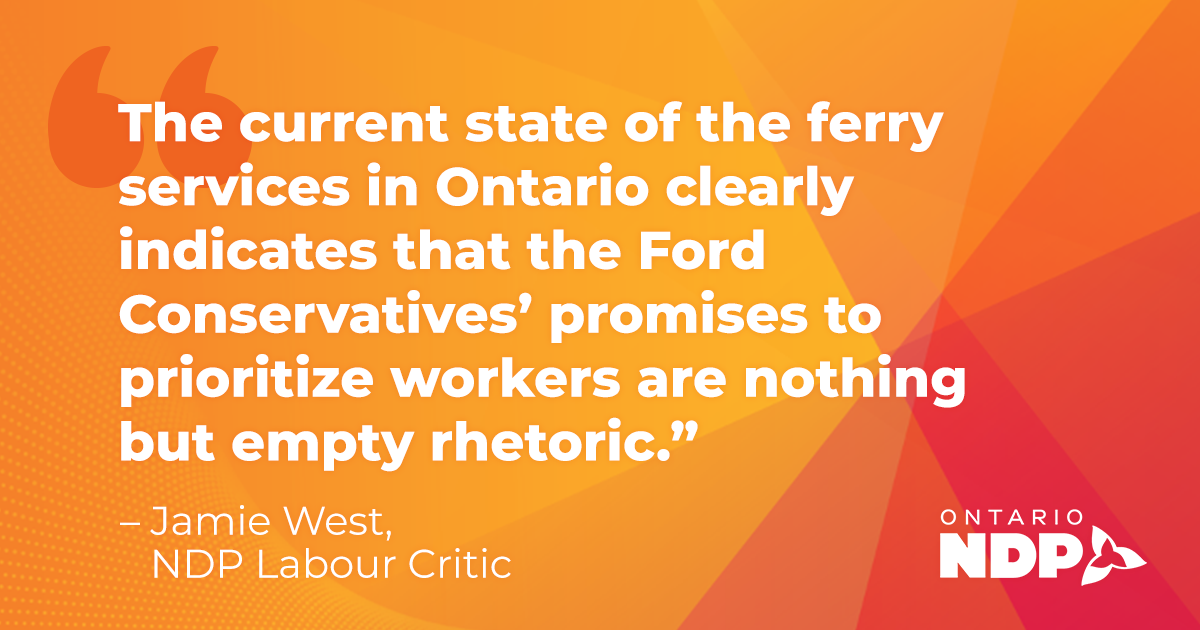 West condemns Conservatives’ unsafe, understaffed ferry services